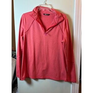 The North Face Pullover Womens Large Coral Quarter Zip Heathered Active Top